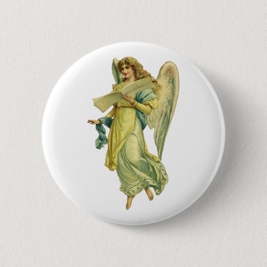 Victoriaanse Kerstengel, Gloria in Excelsis Deo Ronde Button 5,7 Cm (Voorkant)