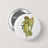 Victoriaanse Kerstengel, Gloria in Excelsis Deo Ronde Button 5,7 Cm (Voorkant /achterkant)
