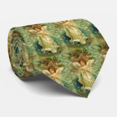 Victoriaanse Kerstengel met Vintage Gouden Ster Stropdas (Opgerold)