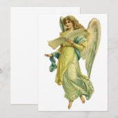 Victoriaanse kerstengel uitnodiging (Voorkant / Achterkant)