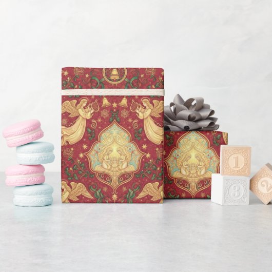 Victoriaanse kerstengelen inpakpapier (Baby Shower)