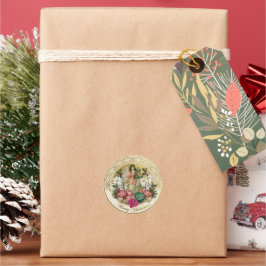 Victoriaanse Kerstglans Ronde Sticker