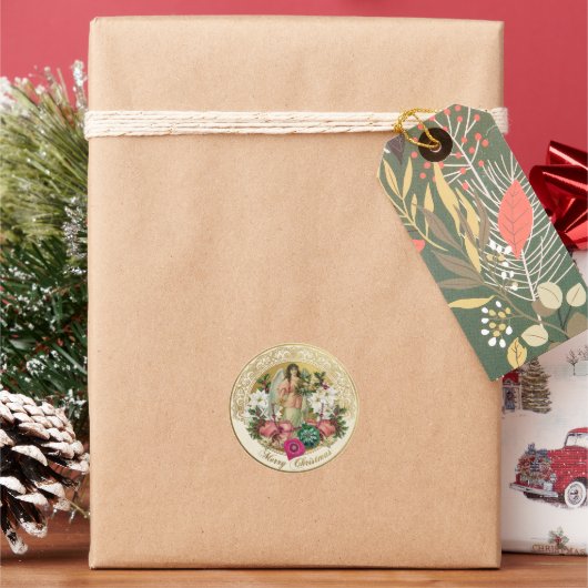 Victoriaanse Kerstglans Ronde Sticker (Feestdagen)