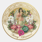 Victoriaanse Kerstglans Ronde Sticker (Voorkant)