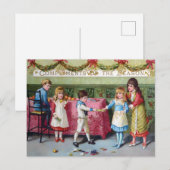Victoriaanse kerstgroet voor kinderen briefkaart (Voorkant / Achterkant)