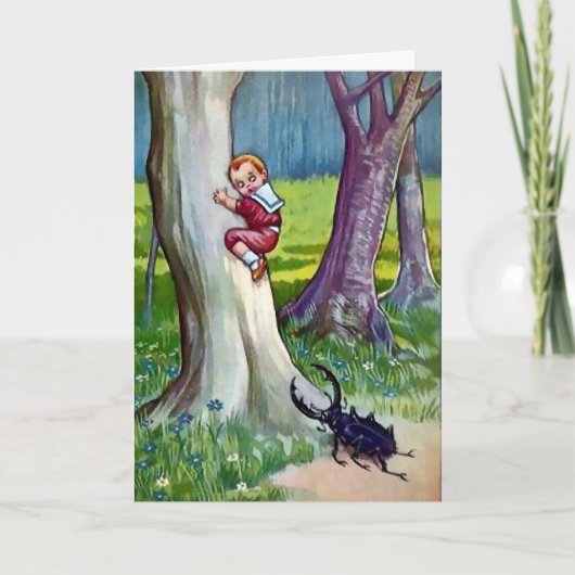 Victoriaanse kerstkaart met insectenaanval feestdagen kaart (Voorkant)