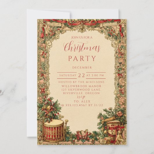 Victoriaanse Kerstkrans Kerstmis Kaart (Voorkant)