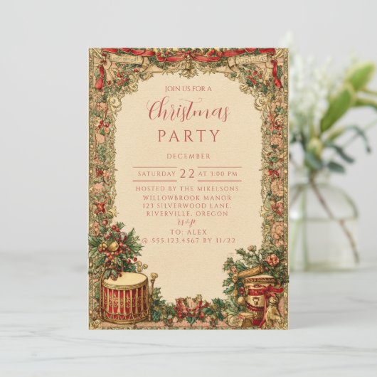 Victoriaanse Kerstkrans Kerstmis Kaart (Staand voorkant)