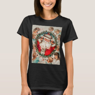 Victoriaanse Kerstman aan de telefoon met kinderen T-shirt