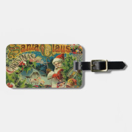 Victoriaanse Kerstman Kerst Collage Antiek Bagagelabel