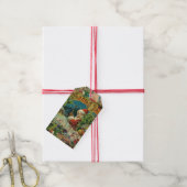 Victoriaanse Kerstman Kerst Collage Antiek Cadeaulabel (Met Touw)