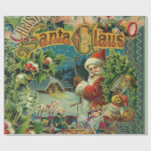 Victoriaanse Kerstman Kerst Collage Antiek Cadeaupapier (Vlak)
