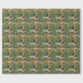Victoriaanse Kerstman Kerst Collage Antiek Cadeaupapier (Vlak)