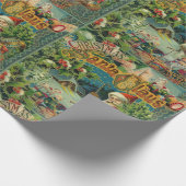 Victoriaanse Kerstman Kerst Collage Antiek Cadeaupapier (Hoek)