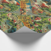 Victoriaanse Kerstman Kerst Collage Antiek Cadeaupapier (Hoek)