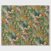 Victoriaanse Kerstman Kerst Collage Antiek Cadeaupapier (Vlak)