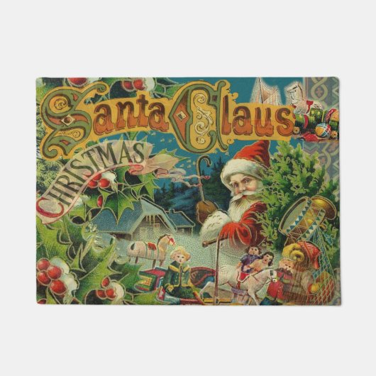 Victoriaanse Kerstman Kerst Collage Antiek Deurmat (Voorkant)
