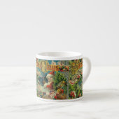 Victoriaanse Kerstman Kerst Collage Antiek Espresso Kop (Voorkant rechts)