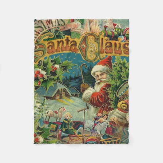 Victoriaanse Kerstman Kerst Collage Antiek Fleece Deken (Voorkant)