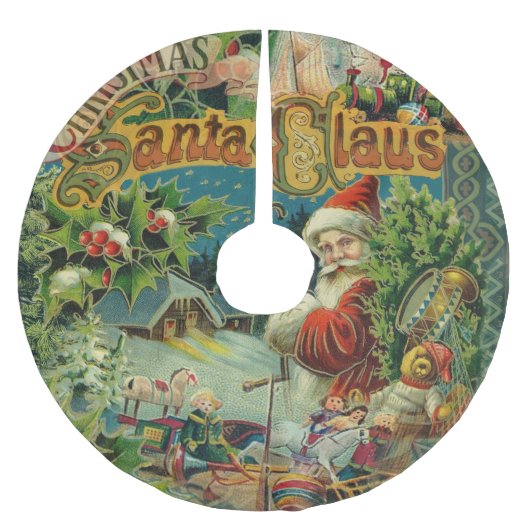 Victoriaanse Kerstman Kerst Collage Antiek Kerstboom Rok (Voorkant)