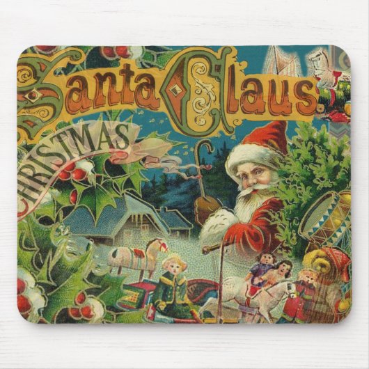 Victoriaanse Kerstman Kerst Collage Antiek Muismat (Voorkant)
