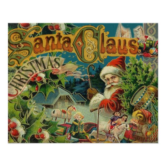Victoriaanse Kerstman Kerst Collage Antiek Perfect Poster (Voorkant)