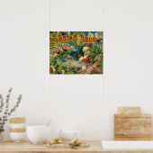Victoriaanse Kerstman Kerst Collage Antiek Poster (Keuken)