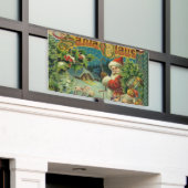 Victoriaanse Kerstman Kerst Collage Antiek Spandoek (Buitenkant Gebouw)