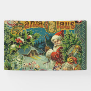 Victoriaanse Kerstman Kerst Collage Antiek Spandoek