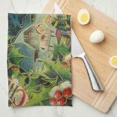 Victoriaanse Kerstman Kerst Collage Antiek Theedoek (Quarter Fold)