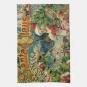Victoriaanse Kerstman Kerst Collage Antiek Theedoek (Verticaal)