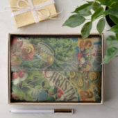 Victoriaanse Kerstman Kerst Collage Antiek Tissuepapier (Geschenk)