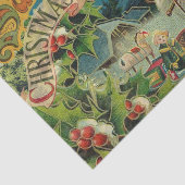Victoriaanse Kerstman Kerst Collage Antiek Tissuepapier (Detail)