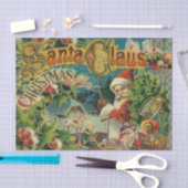 Victoriaanse Kerstman Kerst Collage Antiek Tissuepapier (Craft)