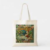 Victoriaanse Kerstman Kerst Collage Antiek Tote Bag (Achterkant)