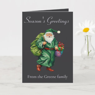 Victoriaanse Kerstman met groene gewaden gesneden Kaart