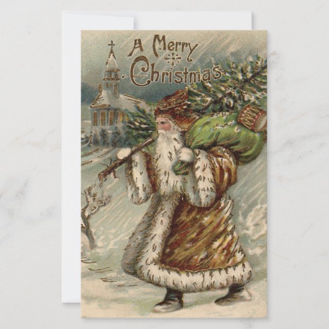 Victoriaanse Kerstman met kerstboom (Voorkant)