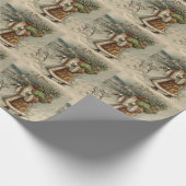Victoriaanse Kerstman met kerstboom Cadeaupapier (Hoek)