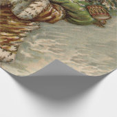 Victoriaanse Kerstman met kerstboom Cadeaupapier (Hoek)