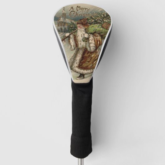 Victoriaanse Kerstman met kerstboom Golfheadcover (Voorkant)