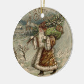 Victoriaanse Kerstman met kerstboom Keramisch Ornament (Links)