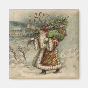 Victoriaanse Kerstman met kerstboom Magneet