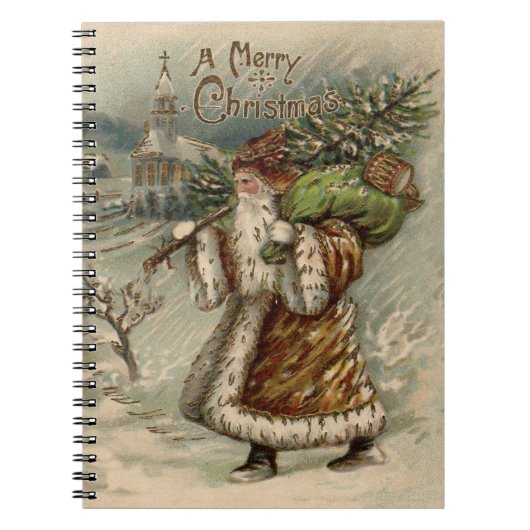 Victoriaanse Kerstman met kerstboom Notitieboek (Voorkant)