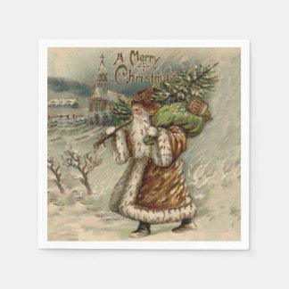 Victoriaanse Kerstman met kerstboom Servet