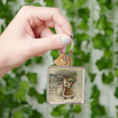 Victoriaanse Kerstman met kerstboom Sleutelhanger (Hand)