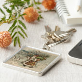 Victoriaanse Kerstman met kerstboom Sleutelhanger (Zijkant)