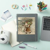 Victoriaanse Kerstman met kerstboom Sticker (iPad Cover)