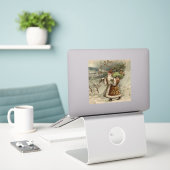 Victoriaanse Kerstman met kerstboom Sticker (Laptop op bureau)
