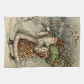 Victoriaanse Kerstman met kerstboom Theedoek (Horizontaal)