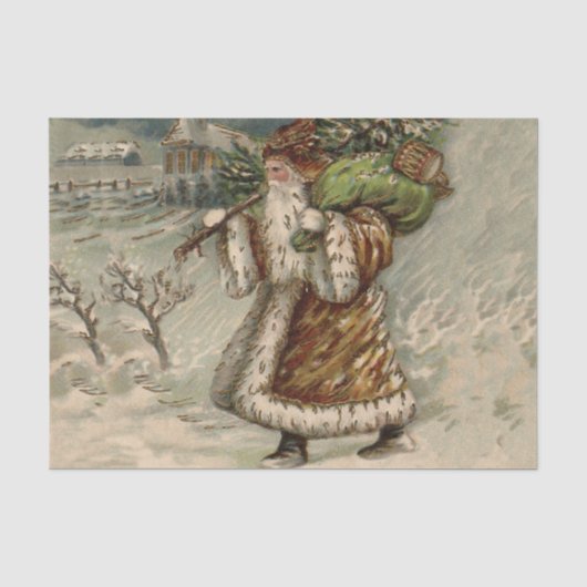 Victoriaanse Kerstman met kerstboom Tissuepapier (Voorkant)